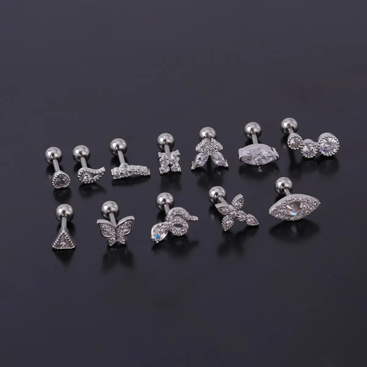 Fashion Geometric Plating Metal Artificial Gemstones Earrings Ear Studs