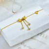 Fashion Simple Threedimensional Glitter Butterfly Chain Tassel Goldplated Stainless Steel Round Diamond Anklet