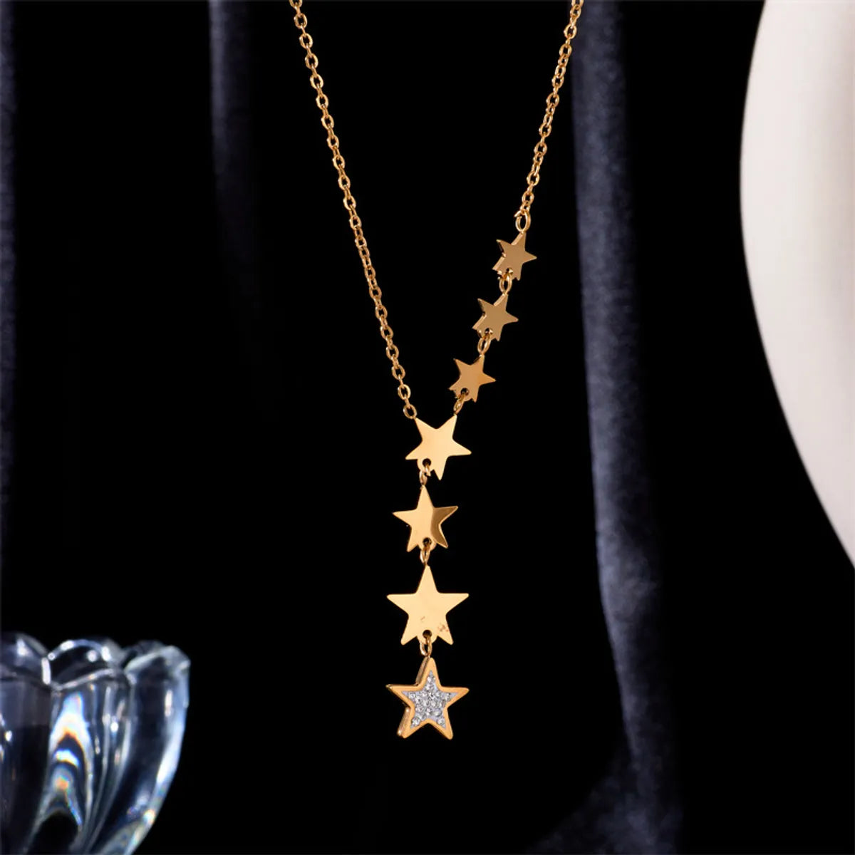 Fashion Simple Titanium Steel Necklace Five-pointed Star Tassel Necklace