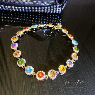 Fashion Simple Trendy Color Inlaid Rhinestone Necklace Wholesale