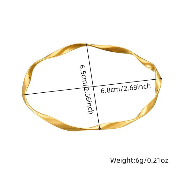 Fashion Simple Twisted Irregular Stainless Steel Gold Plated Bracelet