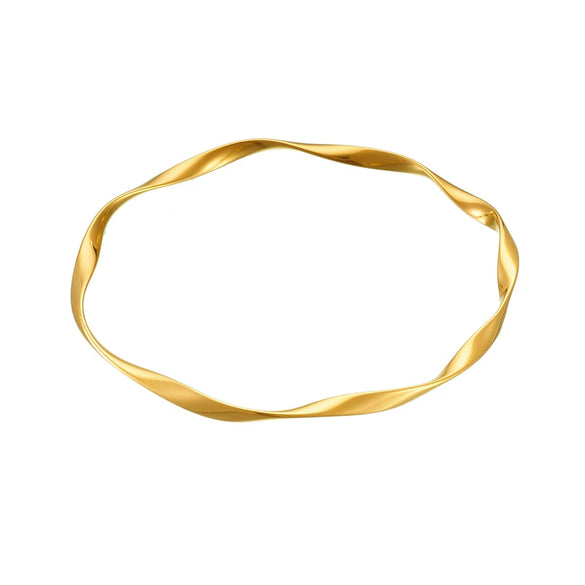 Fashion Simple Twisted Irregular Stainless Steel Gold Plated Bracelet