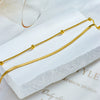 Fashion Simple Versatile Stacked Doublelayer Chain Round Beaded Titanium Steel Goldplated Geometric Anklet For Women
