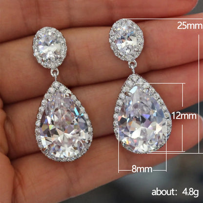 Fashion Simple Water Drop Zircon Copper Earrings Wholesale