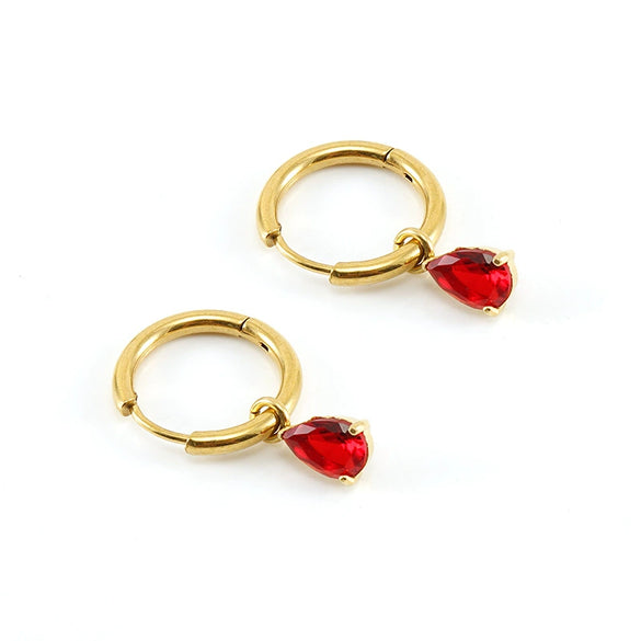 Fashion Simple Water Drop Zircon Inlaid 316L Stainless Steel 18K Gold Plated Light Luxury Niche Elegant Women's Earrings