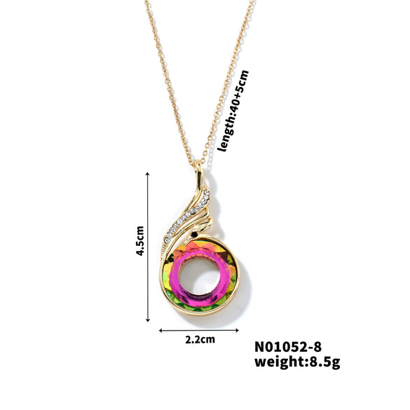 Fashion Simple Women's Stainless Steel And Zircon Necklace With Geometric Style And Electroplating Treatment