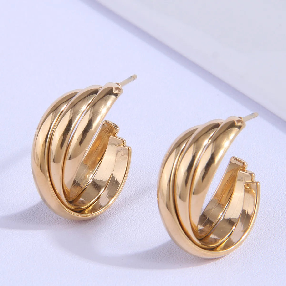 Fashion Simple Woven Titanium Steel Personality Ear Studs