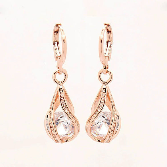 Fashion Simple Zircon Jewelry Water Drop Hollow Earrings Bridal Wedding Jewelry Hot Earrings