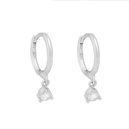 Fashion Single Diamond Geometric Minimalist Zircon S925 Silver Earrings