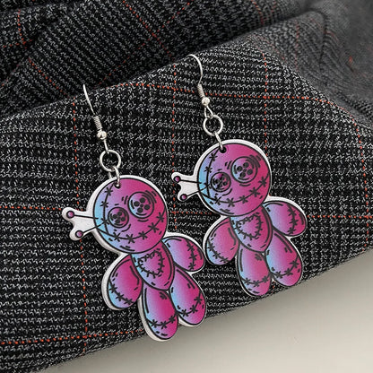 1 Pair Fashion Skull Enamel Alloy Drop Earrings