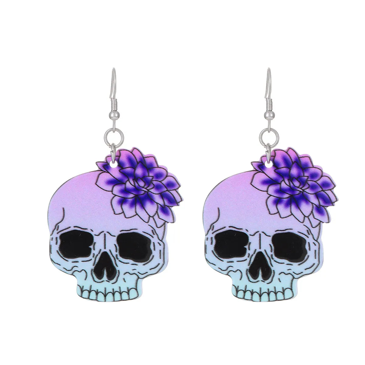 1 Pair Fashion Skull Enamel Alloy Drop Earrings