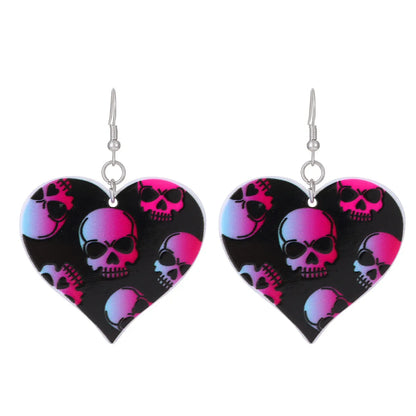 1 Pair Fashion Skull Enamel Alloy Drop Earrings