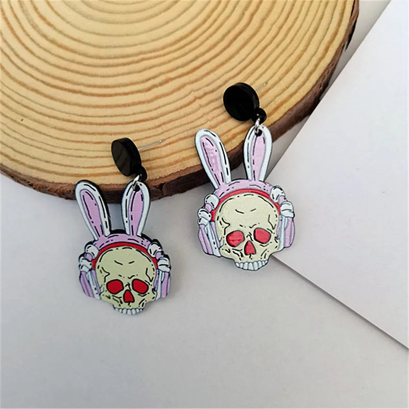 Fashion Skull Arylic Women'S Drop Earrings 1 Pair