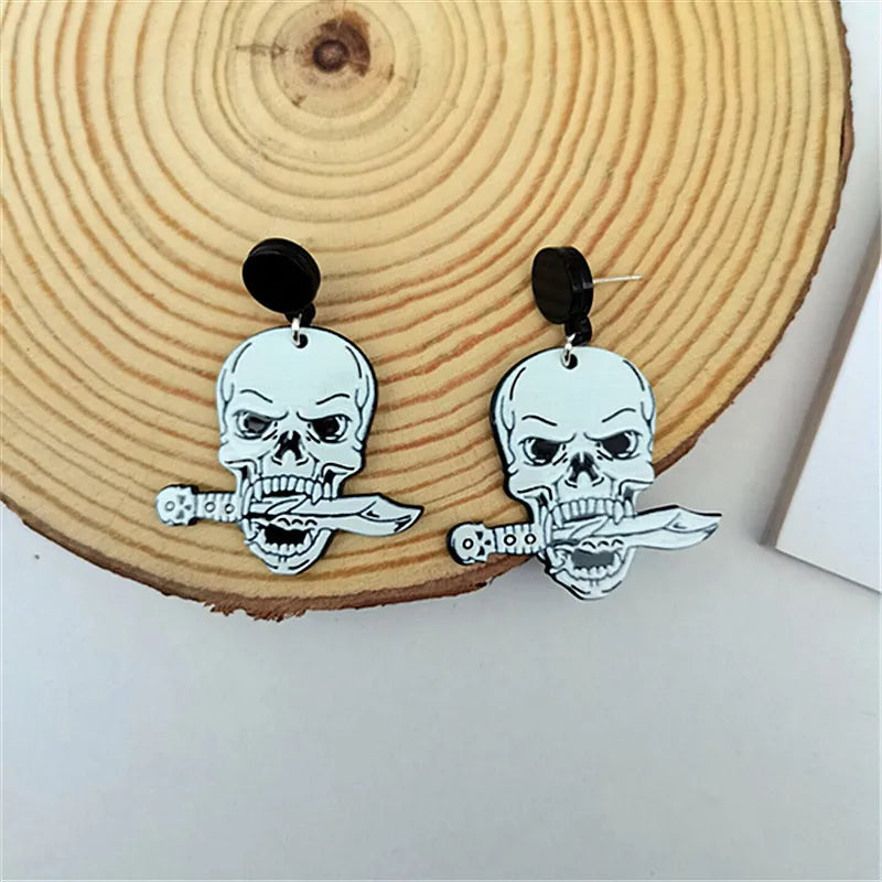 Fashion Skull Arylic Women'S Drop Earrings 1 Pair