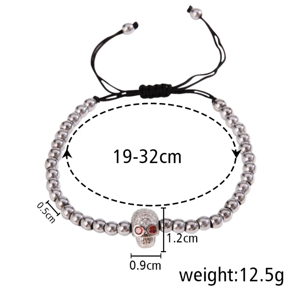 Fashion Skull Haematite Plating Bracelets 1 Piece