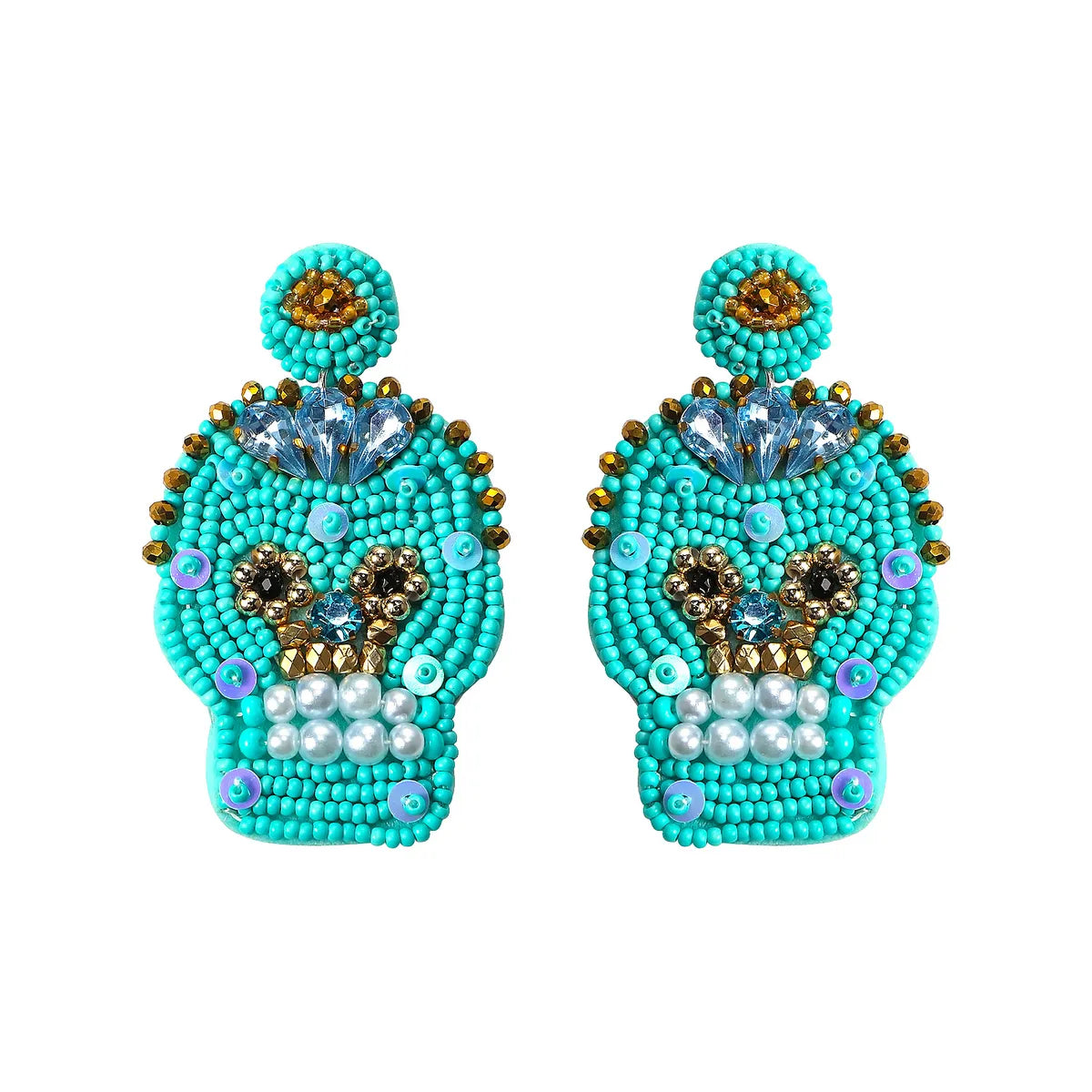 1 Pair Fashion Skull Beaded Resin Earrings