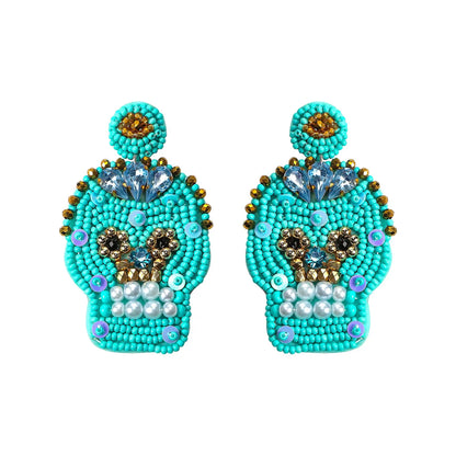 1 Pair Fashion Skull Beaded Resin Earrings