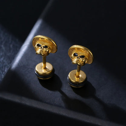 Fashion Skull Stainless Steel Plating Ear Studs 1 Pair