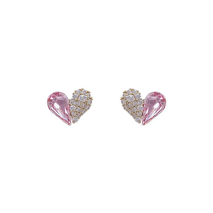 Fashion Small Crystal Diamond Heart Earrings Wholesale Nihaojewelry