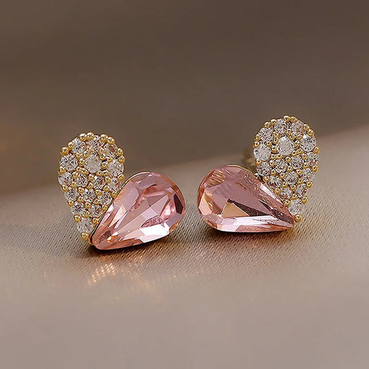 Fashion Small Crystal Diamond Heart Earrings Wholesale Nihaojewelry