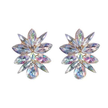 Fashion Small Flower Color Rhinestone Earrings