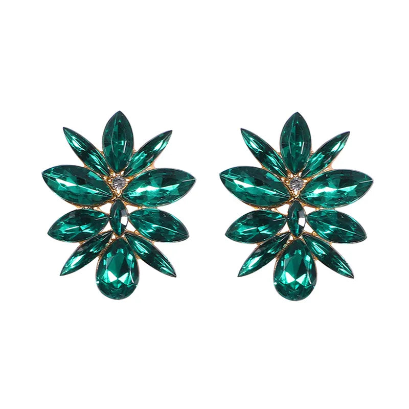 Fashion Small Flower Color Rhinestone Earrings