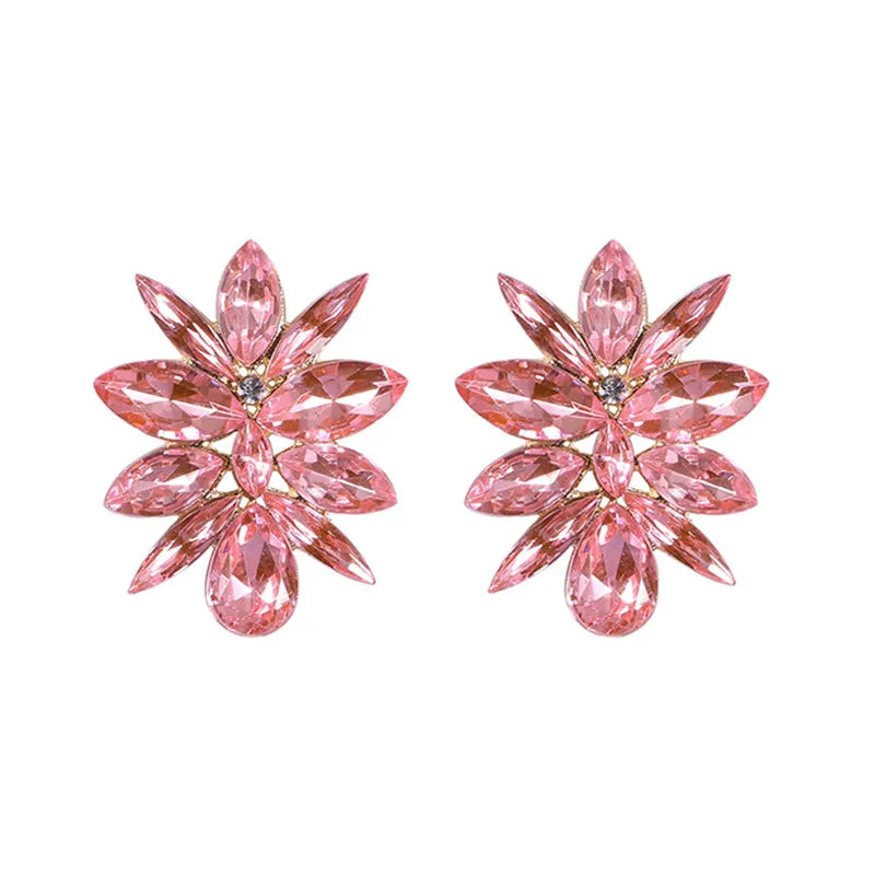 Fashion Small Flower Color Rhinestone Earrings