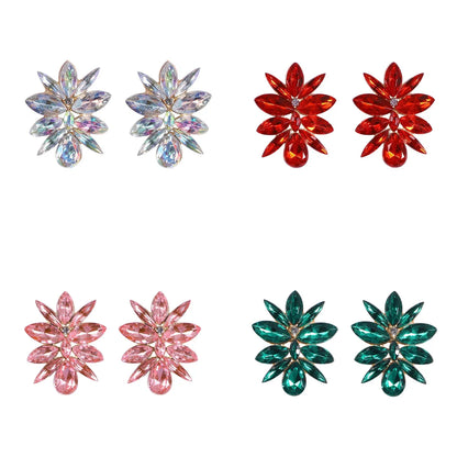 Fashion Small Flower Color Rhinestone Earrings