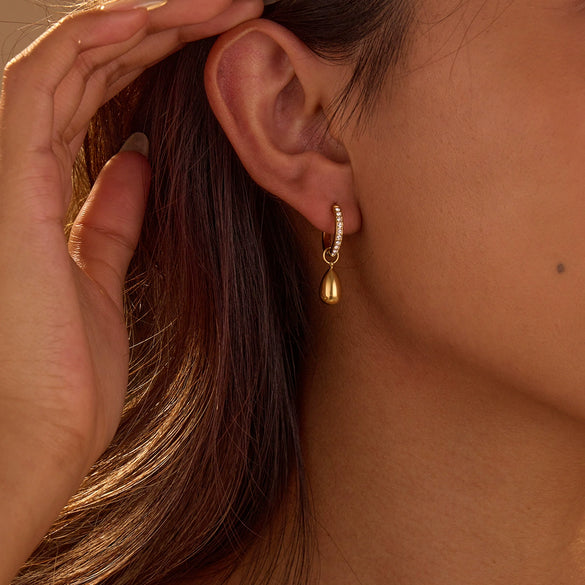 Fashion Small Geometric Stainless Steel 18K Gold Plated Women's Ear Jewelry