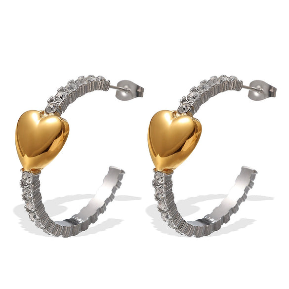 Fashion Small Light Luxury Heart 316L Stainless Steel Earrings With Electroplating For Women