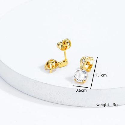 1 Piece Fashion Plating Inlaid Zircon Copper Zircon Ear Studs