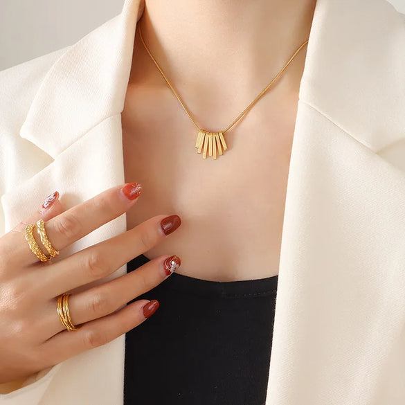 Wholesale Jewelry Fashion Geometric 304 Stainless Steel 18K Gold Plated Pendant Necklace