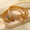 Fashion Smooth Opening Women's Bracelet In Stainless Steel With Geometric Design Electroplated