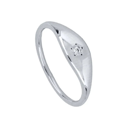 Cross-Border Glossy Cold Star Zircon 18k Gold Copper Ring European And American Fashion Cool Ins Creative Style Ring