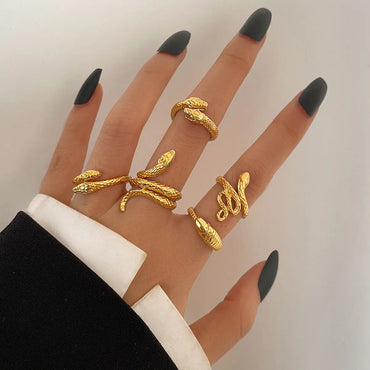 Fashion Snake Alloy Plating Inlay Rhinestones Women'S Rings