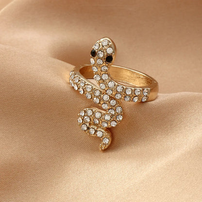 Fashion Snake Alloy Plating Zircon Open Ring 1 Piece