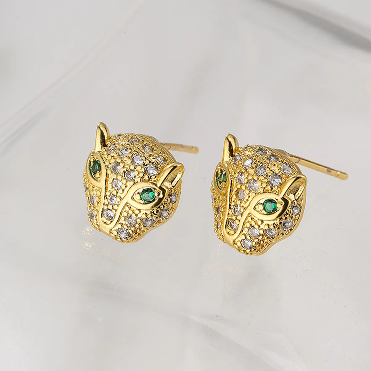 Fashion Snake Leopard Copper Ear Studs Gold Plated Zircon Copper Earrings