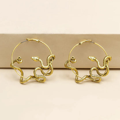 Fashion Snake Retro Dragon Alloy Solid Color Earrings Creative