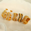 Fashion Snake Scale Texture Inlaid Czech Diamond 316L Stainless Steel Earrings And Ring