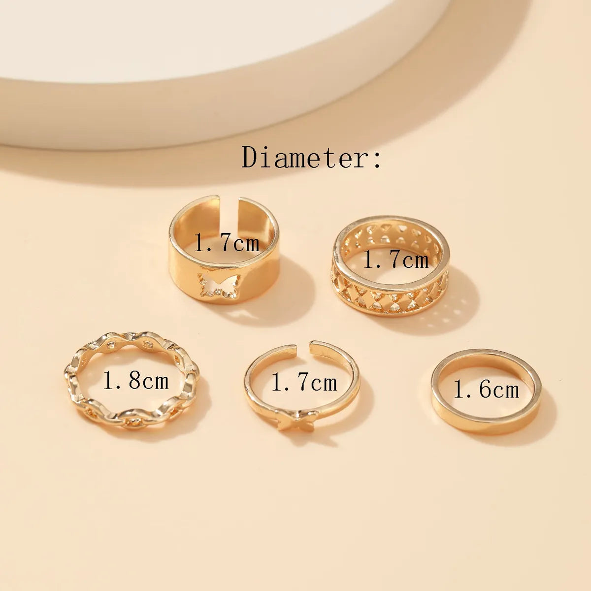 Fashion Snake-Shaped Butterfly 6-Piece Ring Set Wholesale