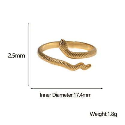 Fashion Snake Stainless Steel Plating Open Ring 1 Piece