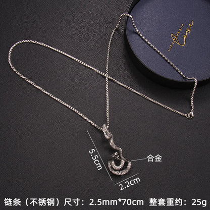 Fashion Snake Stainless Steel Plating Pendant Necklace 1 Piece