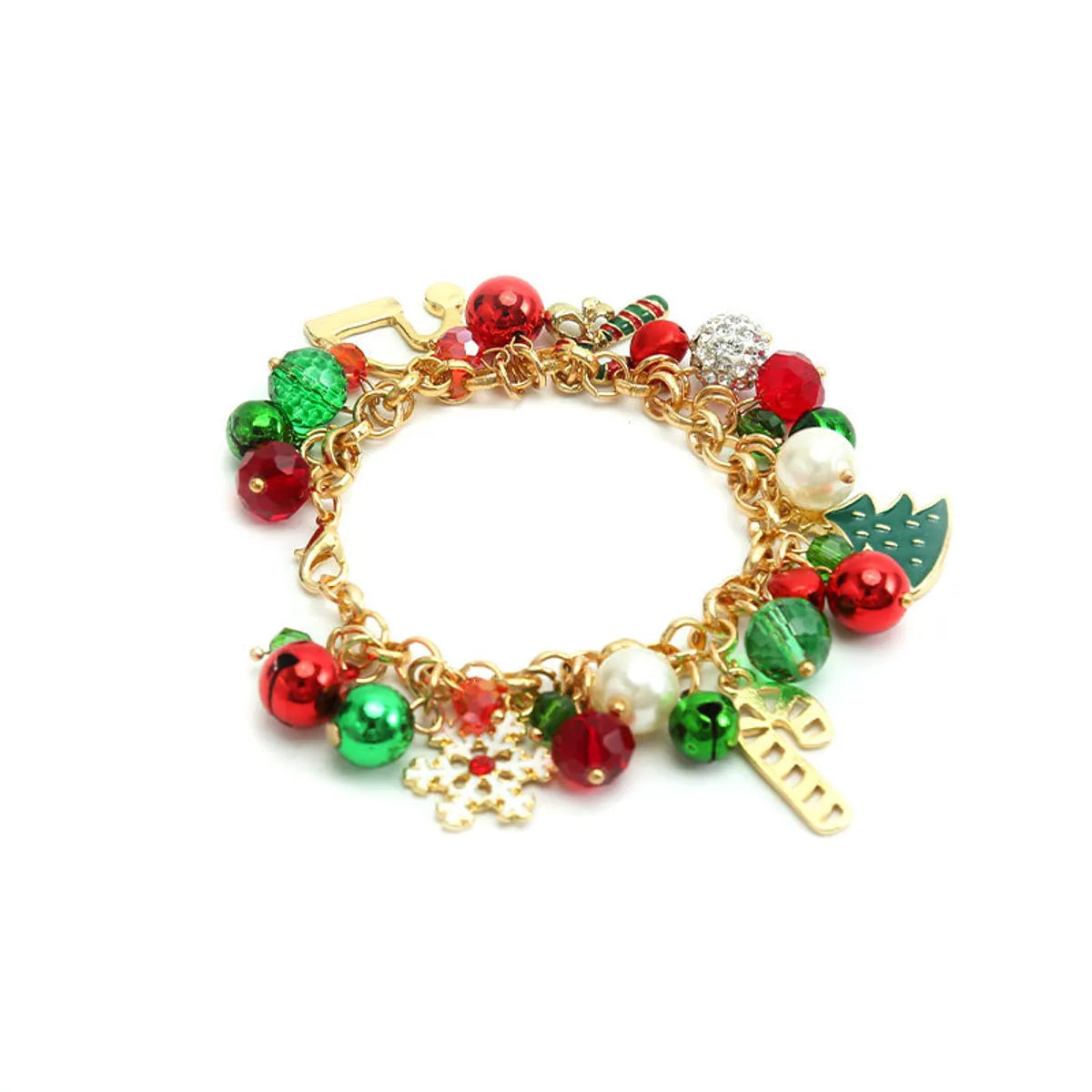 Fashion Snowflake Alloy Pearl Plating Inlay Rhinestones Bracelets