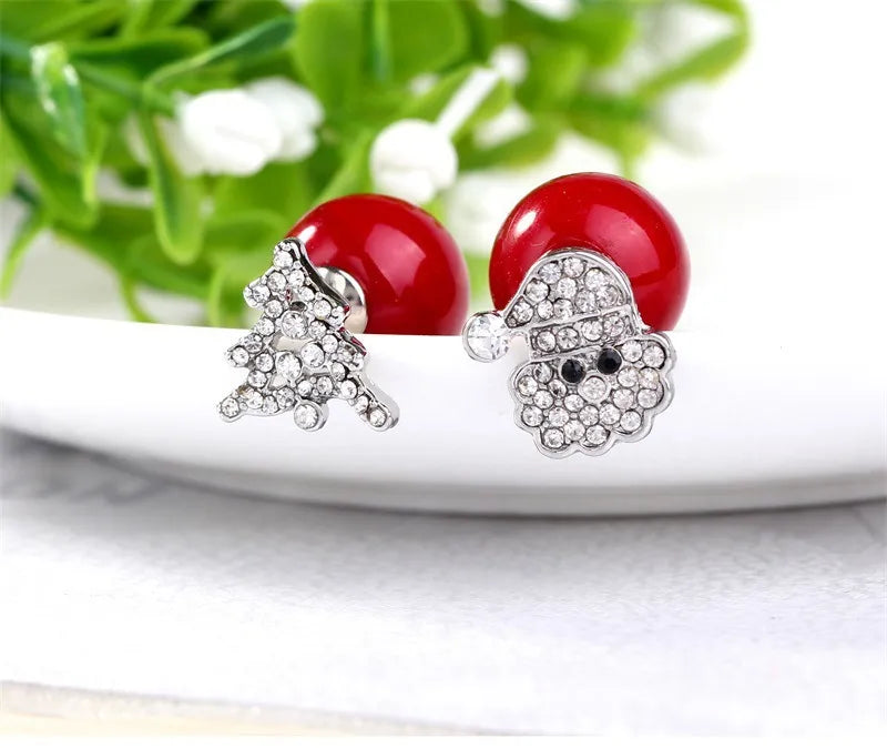 Fashion Snowflake Deer Alloy Inlay Rhinestones Women'S Ear Studs 1 Pair