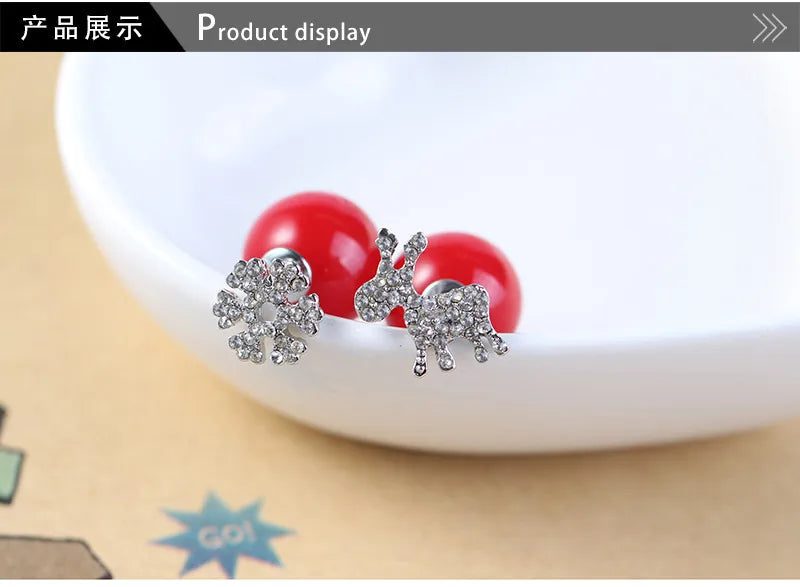 Fashion Snowflake Deer Alloy Inlay Rhinestones Women'S Ear Studs 1 Pair