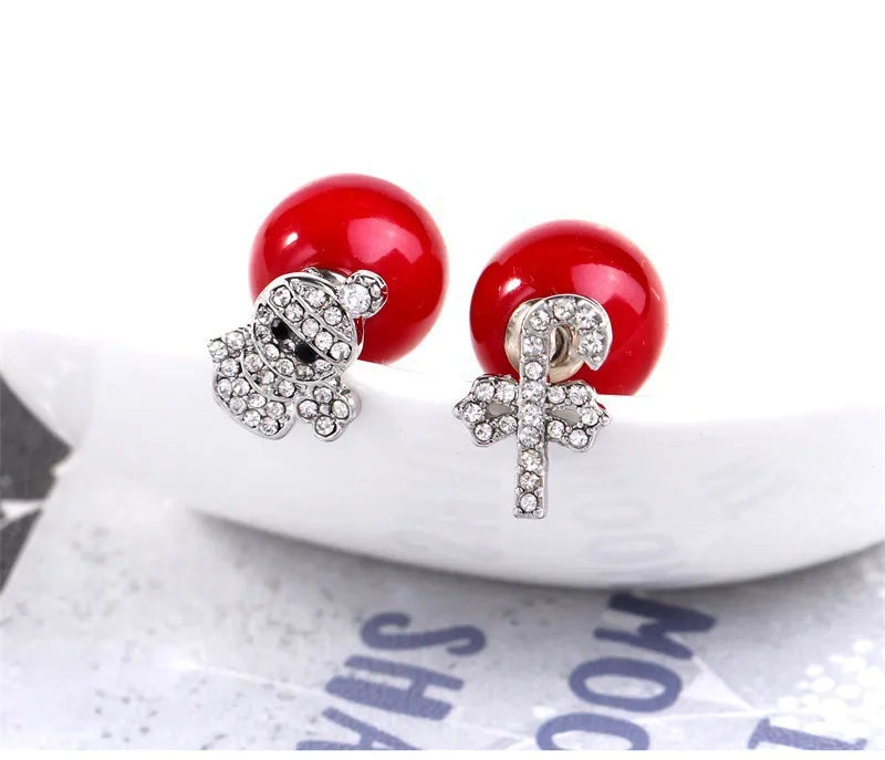 Fashion Snowflake Deer Alloy Inlay Rhinestones Women'S Ear Studs 1 Pair