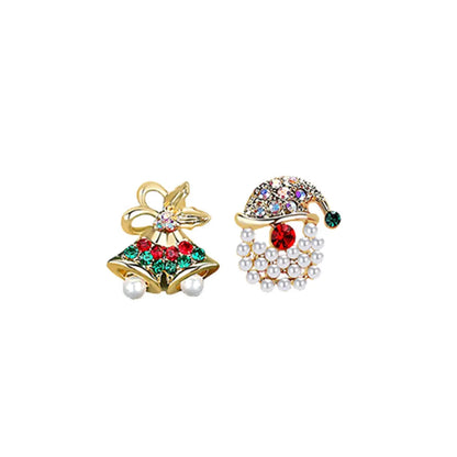 Fashion Snowflake Elk Alloy Enamel Inlay Artificial Gemstones Women'S Ear Studs 1 Pair