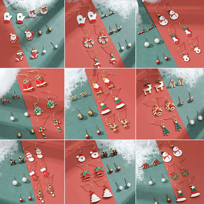 Fashion Snowflake Elk Alloy Plating Women's Drop Earrings Ear Studs 6 Pairs