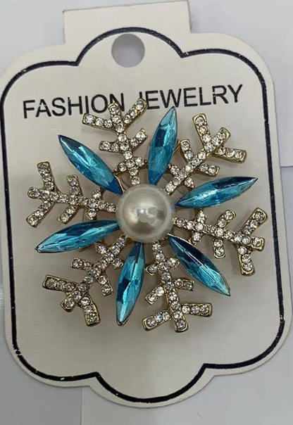 Fashion Snowflake Imitation Pearl Alloy Rhinestone Women'S Brooches