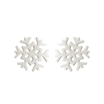 Fashion Snowflake Stainless Steel Plating Ear Studs 1 Pair